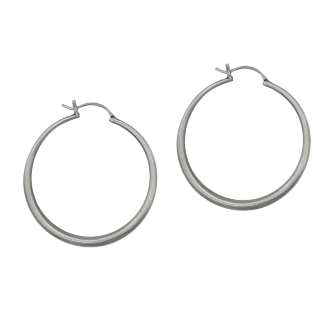 Large Tapered Silver Hoops
