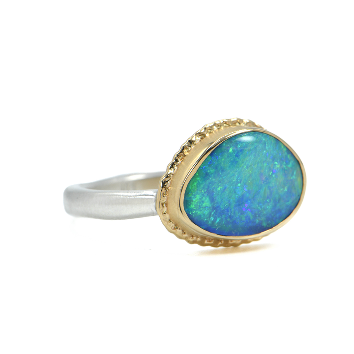 Asymmetrical Australian Opal Ring