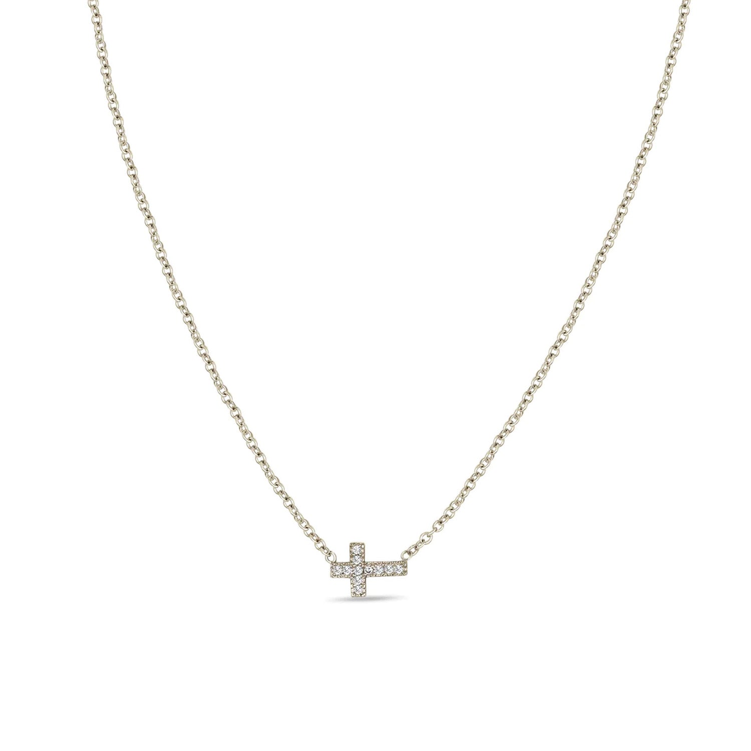Horizontal diamond cross necklace Clearance