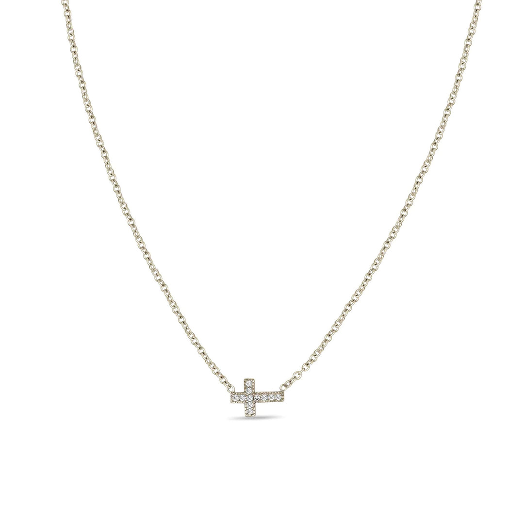 Midi Bitty Horizontal Diamond Cross Necklace