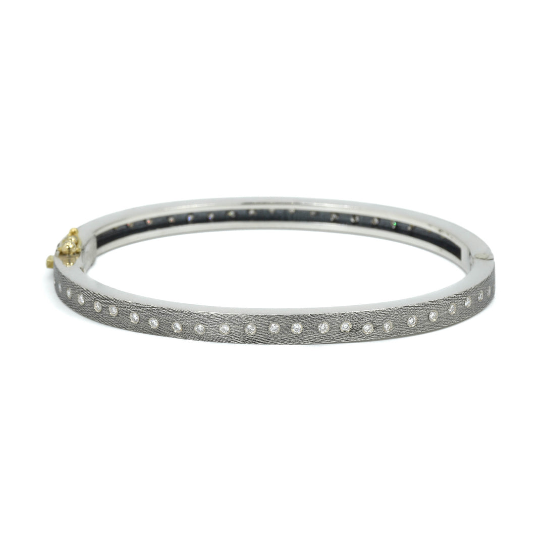 4mm Rene Thin Sterling All Diamond Bangle Bracelet
