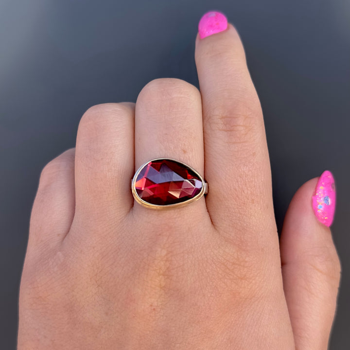 Faceted Rhodolite Garnet Ring