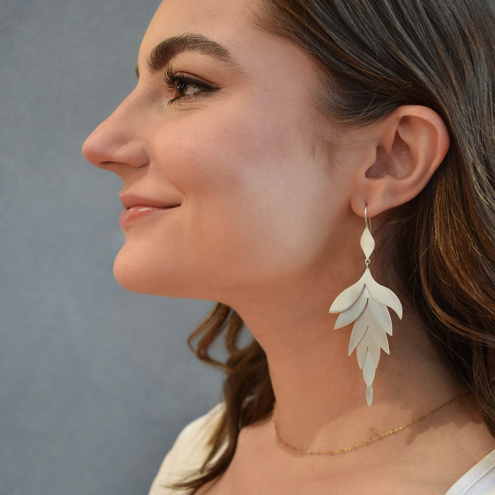Large Silver Petal Cascade Earrings