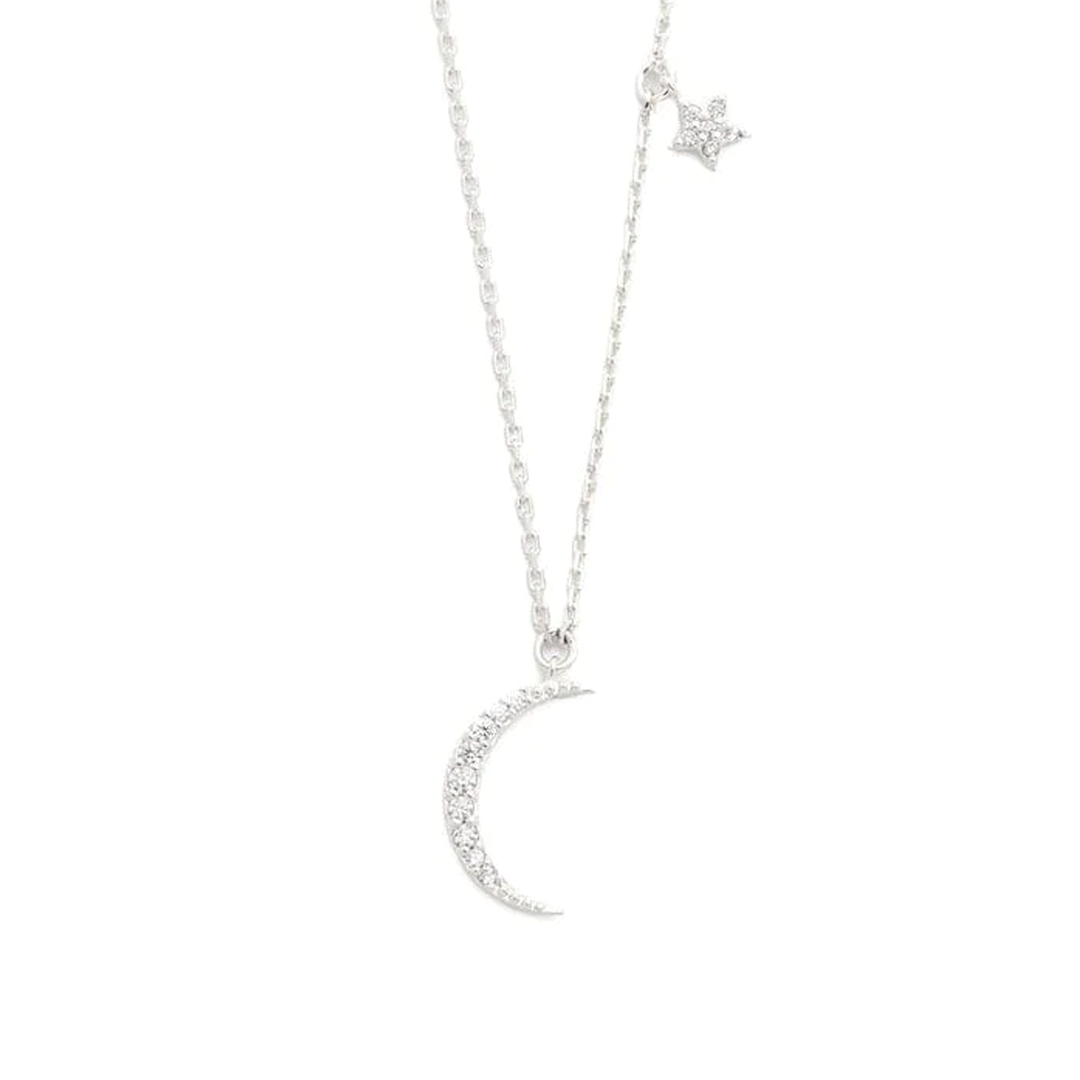 Moon Pendant with Star Charm Necklace
