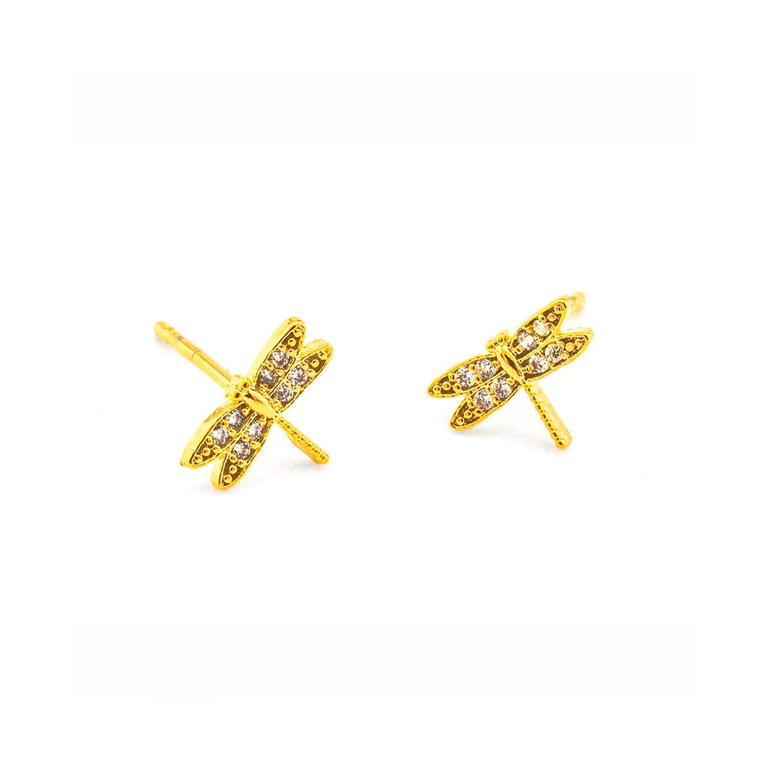 Pave Dragonfly Post Earrings