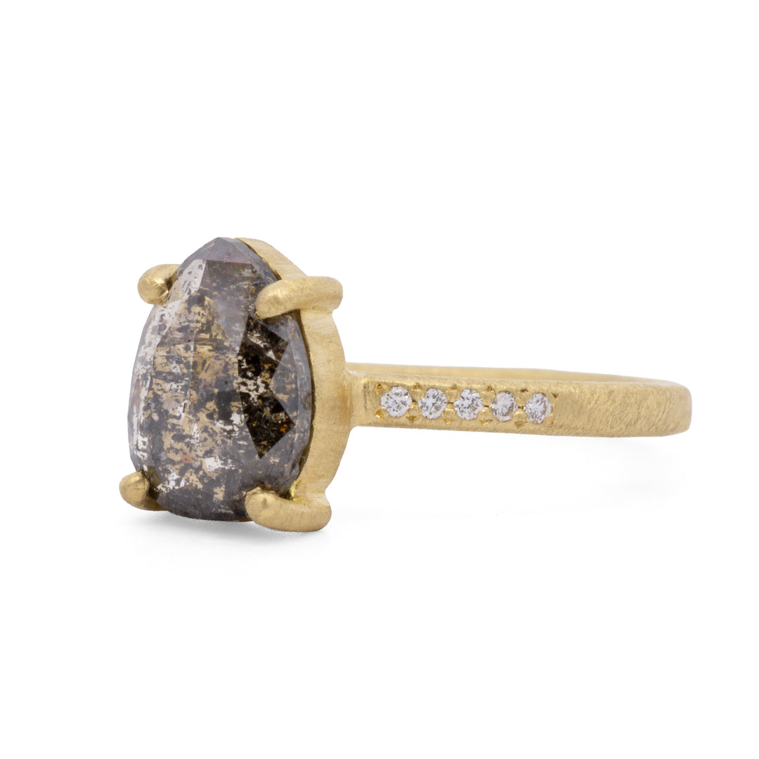 Teardrop Black Diamond Ring