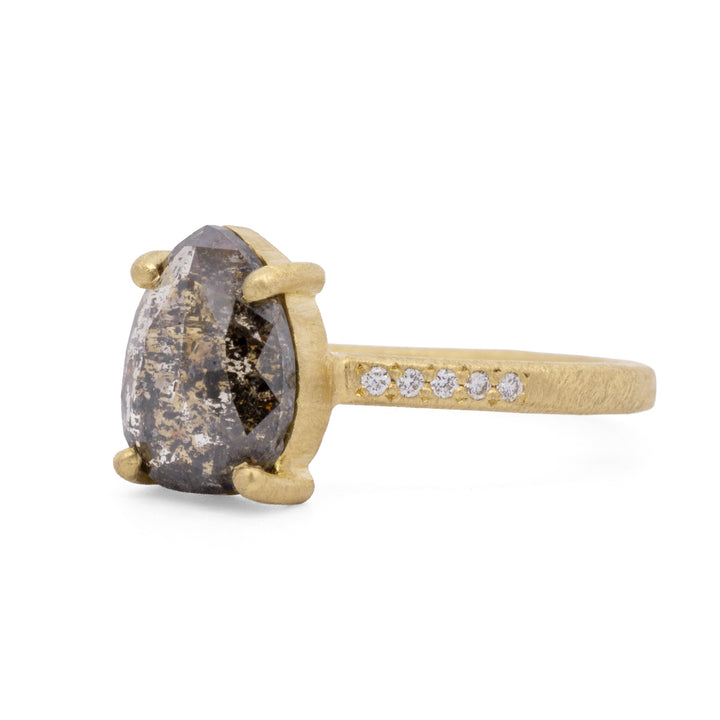 Teardrop Black Diamond Ring