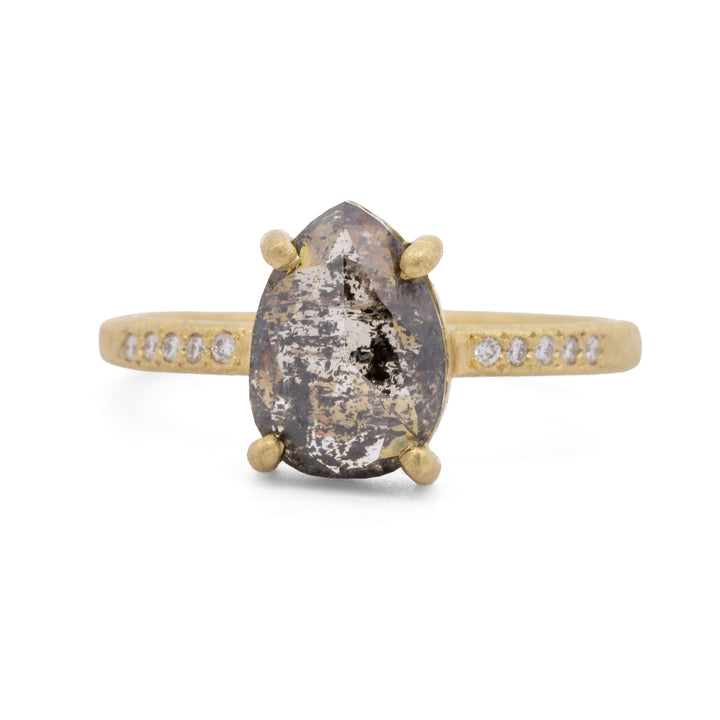 Teardrop Black Diamond Ring