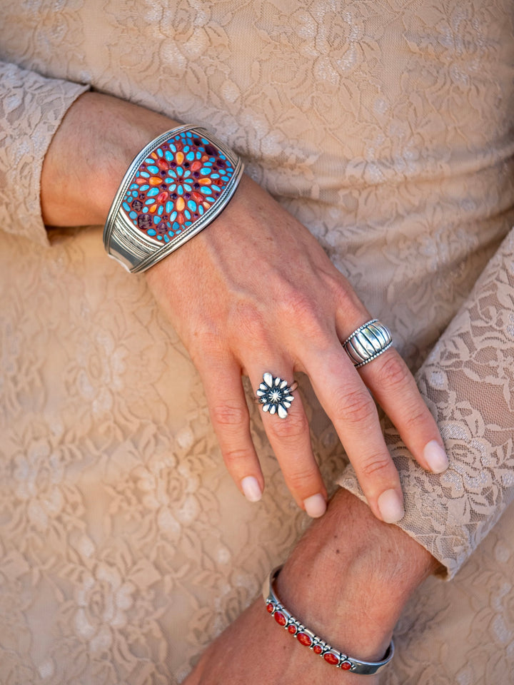 Stone Inlay Cuff Bracelet