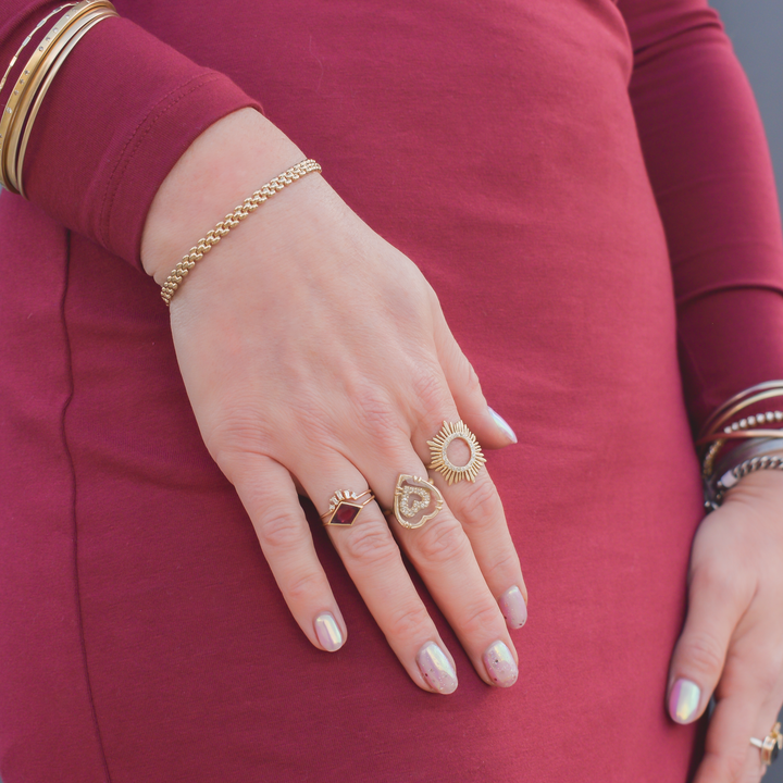 Red Spinel Kite Ring