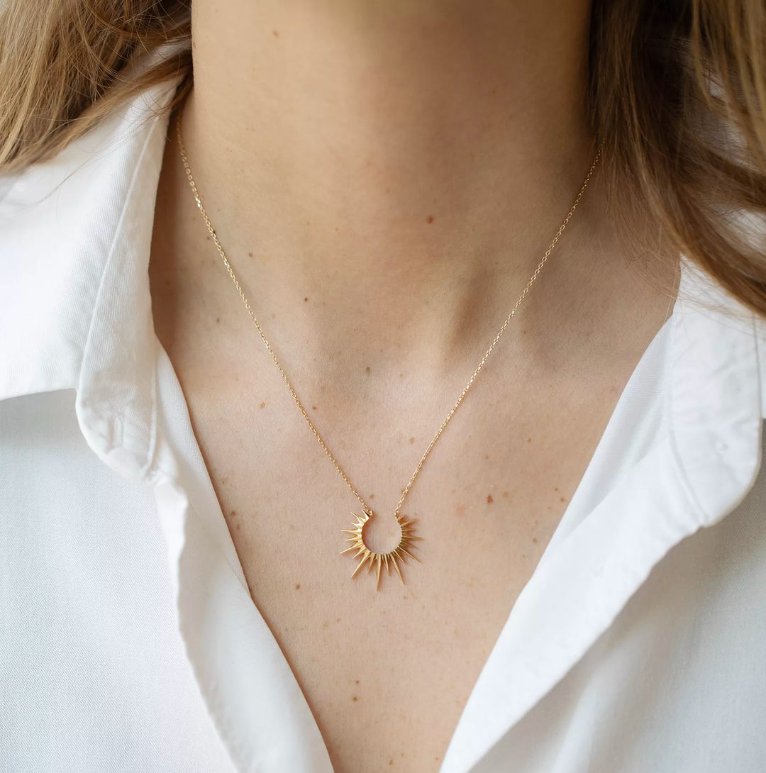 Small Gold Sun Necklace