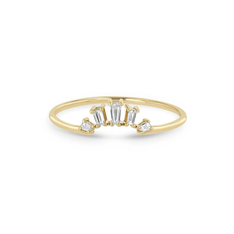 Zoe Chicco 14k Tapered Baguette Diamond 5 Stone Fan Ring
