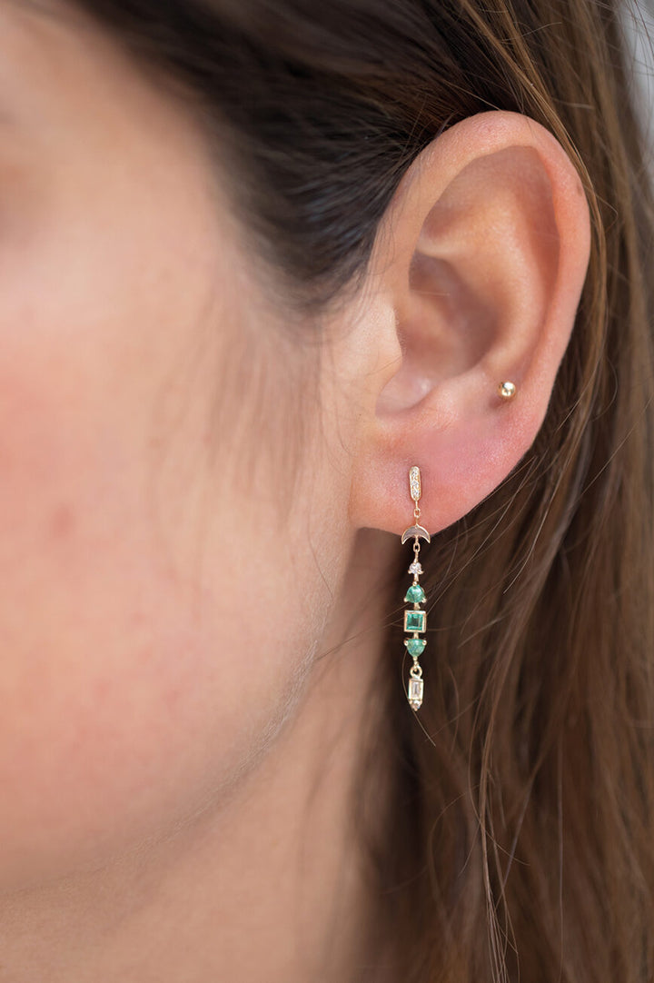 Emeralds & Diamonds Totem Drop Earrings