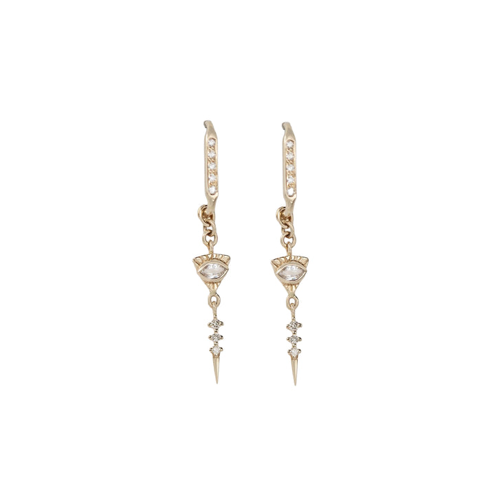 Totem White Sapphire Eyes & Diamond Drop Earrings