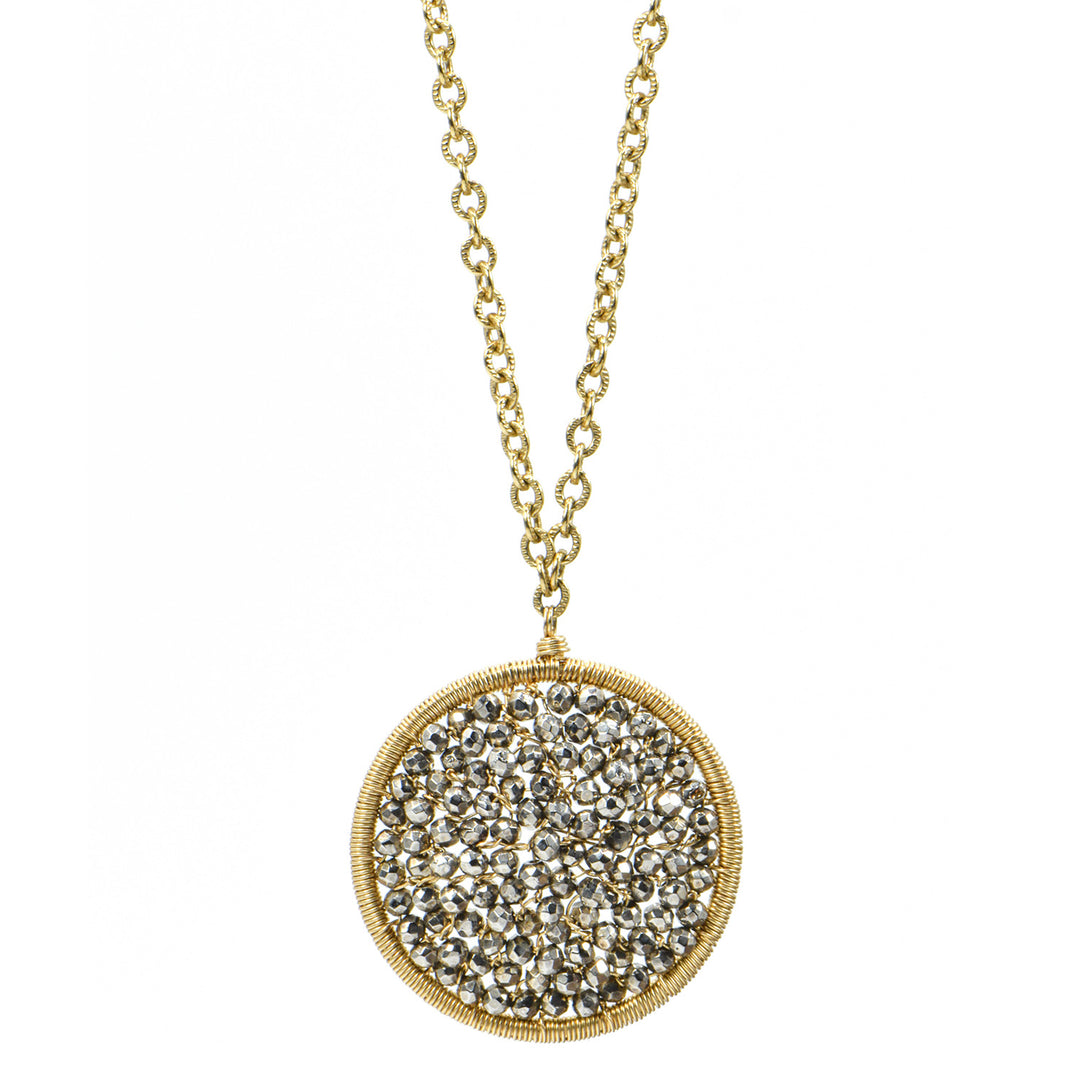 Round Pyrite Bead Necklace