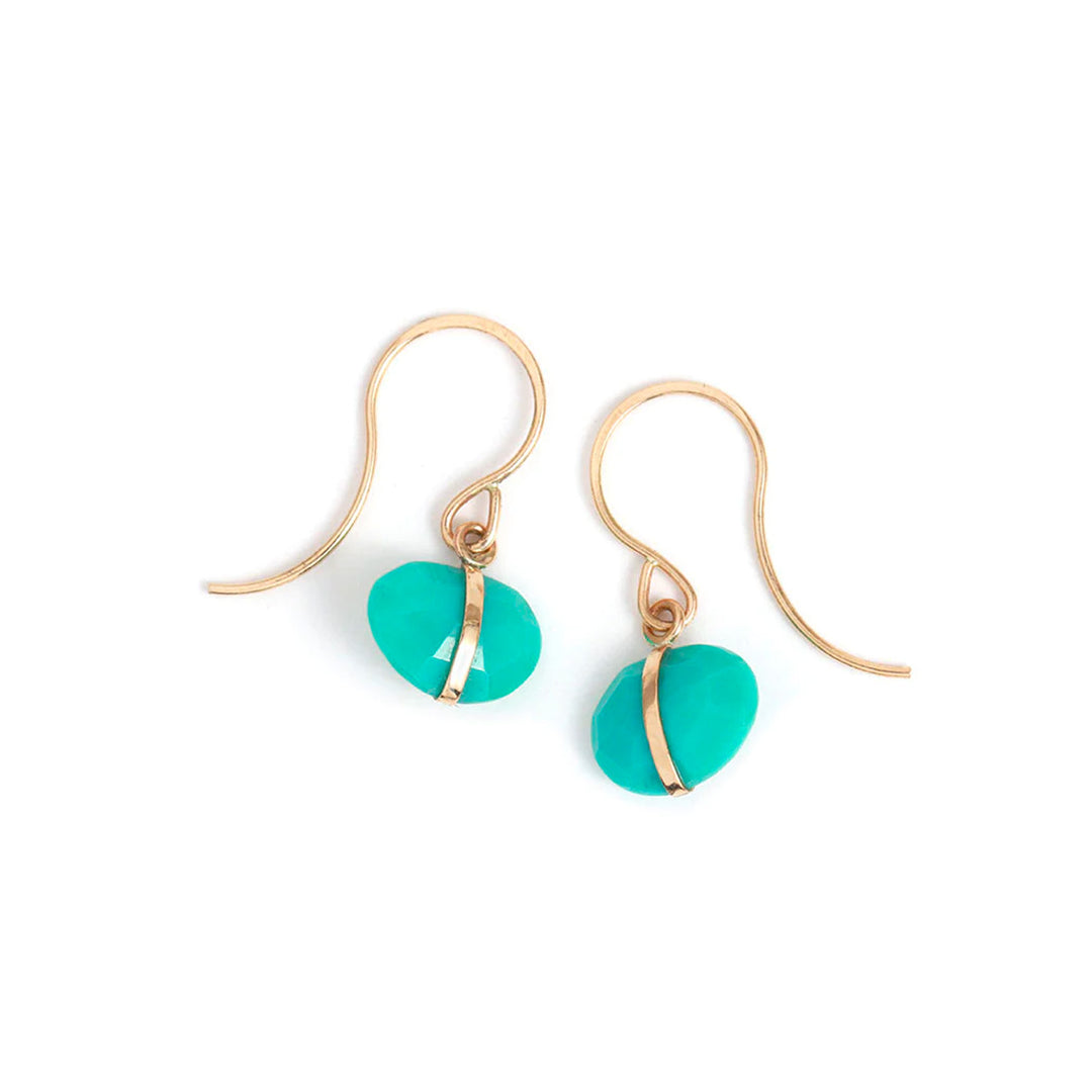 Turquoise Bezel Wrap Drop Earrings