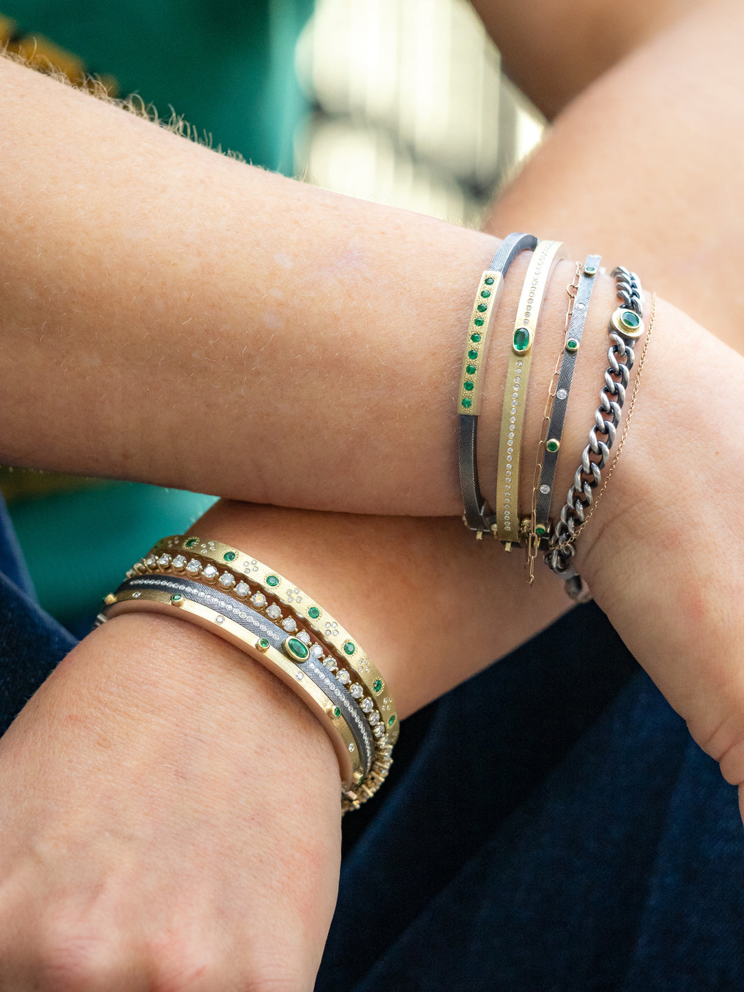 Trunk Show 2.5 mm Junia Emerald and Diamond Bracelet