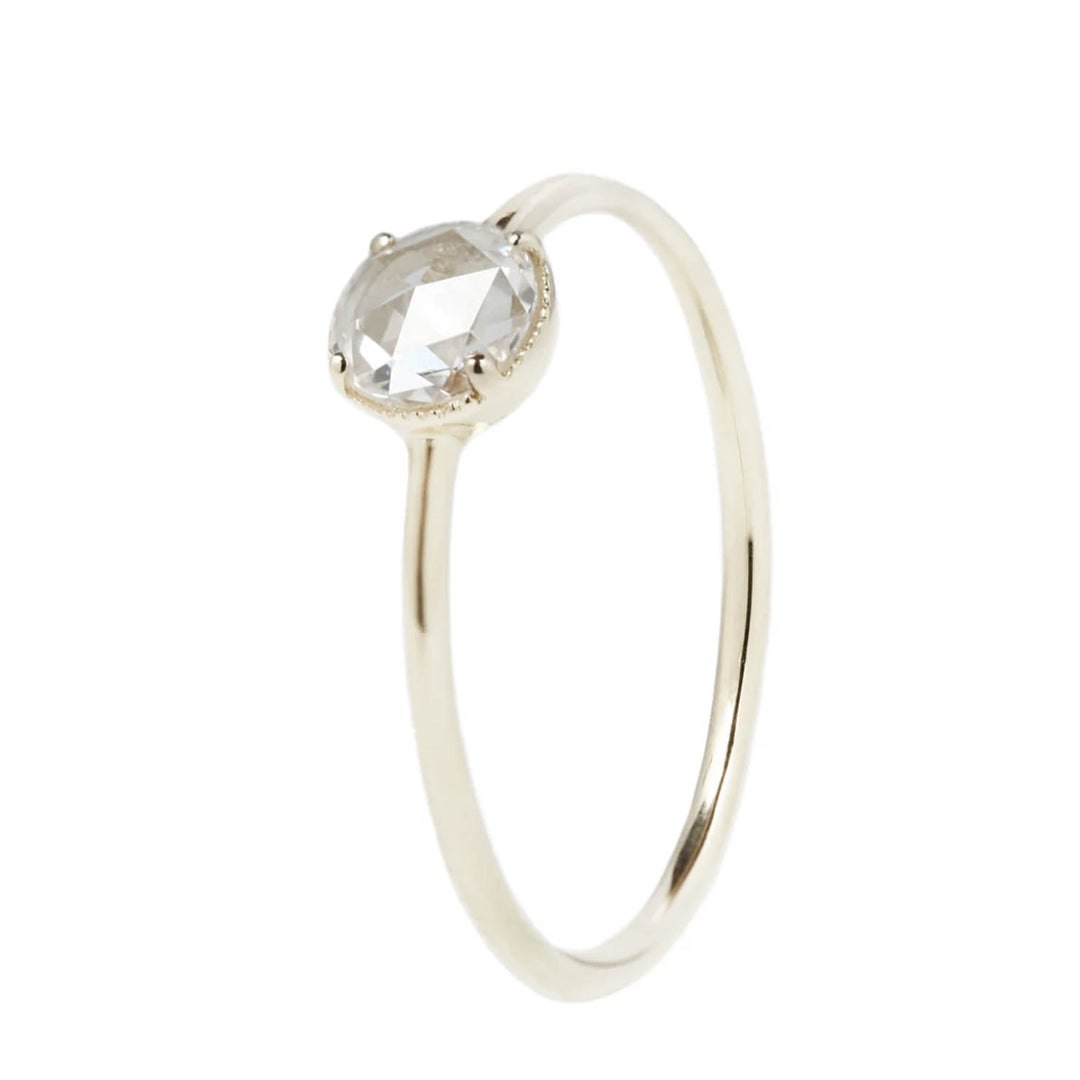 Rosecut Diamond Milgrain Ring