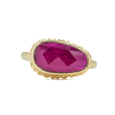 Small Asymmetrical Mozambique Ruby Ring