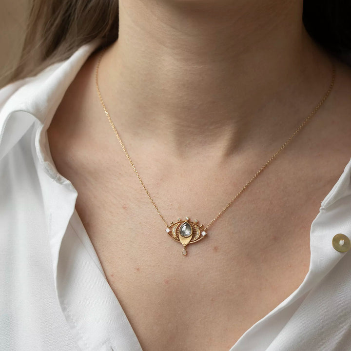 Grey Diamond Open Eye Necklace