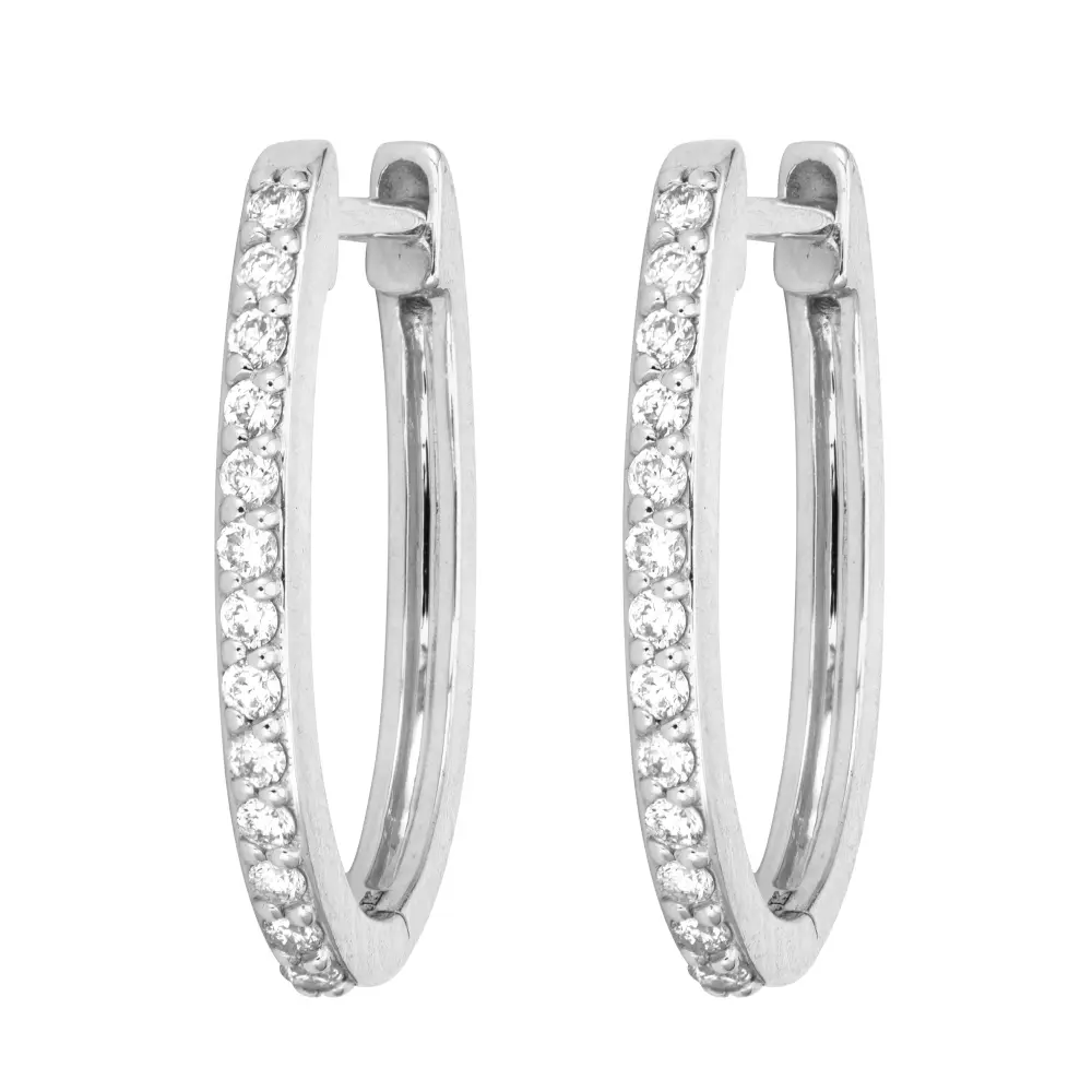 Single Classic Small Oval Pave Hoop