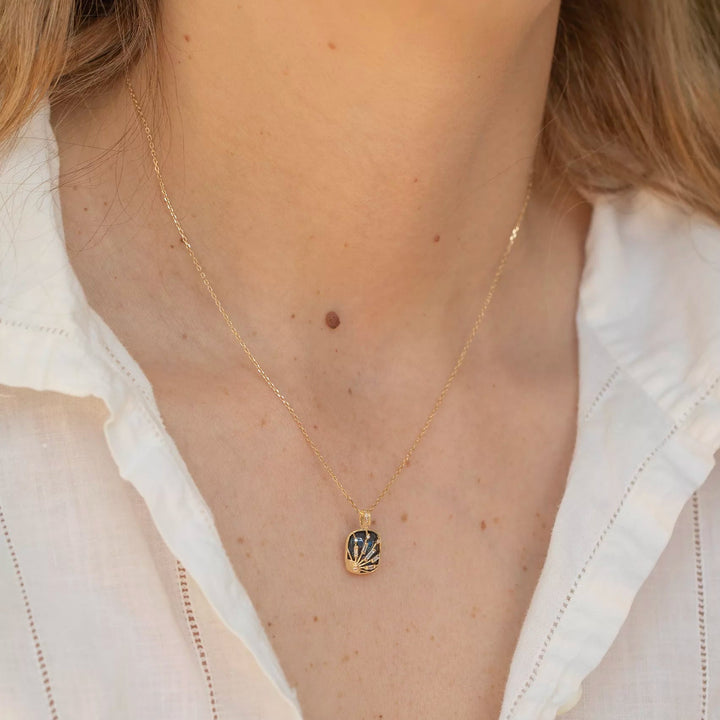 Fluorite Mini Sun with Diamonds Necklace