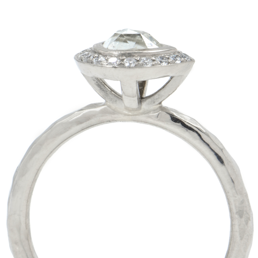 Rosecut Pear Diamond Halo Ring