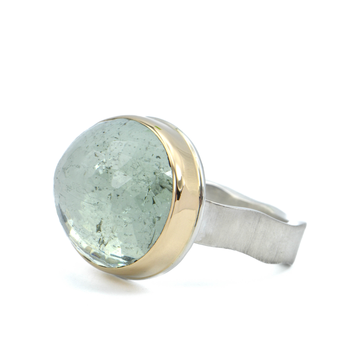 Oval Faceted Green Beryl Ring