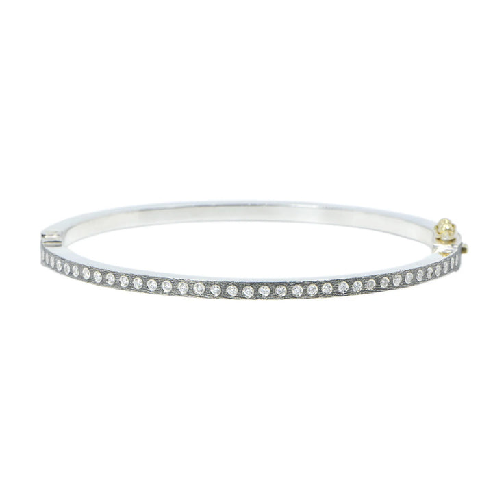 2.5mm Adam Silver All Diamond Bangle Bracelet