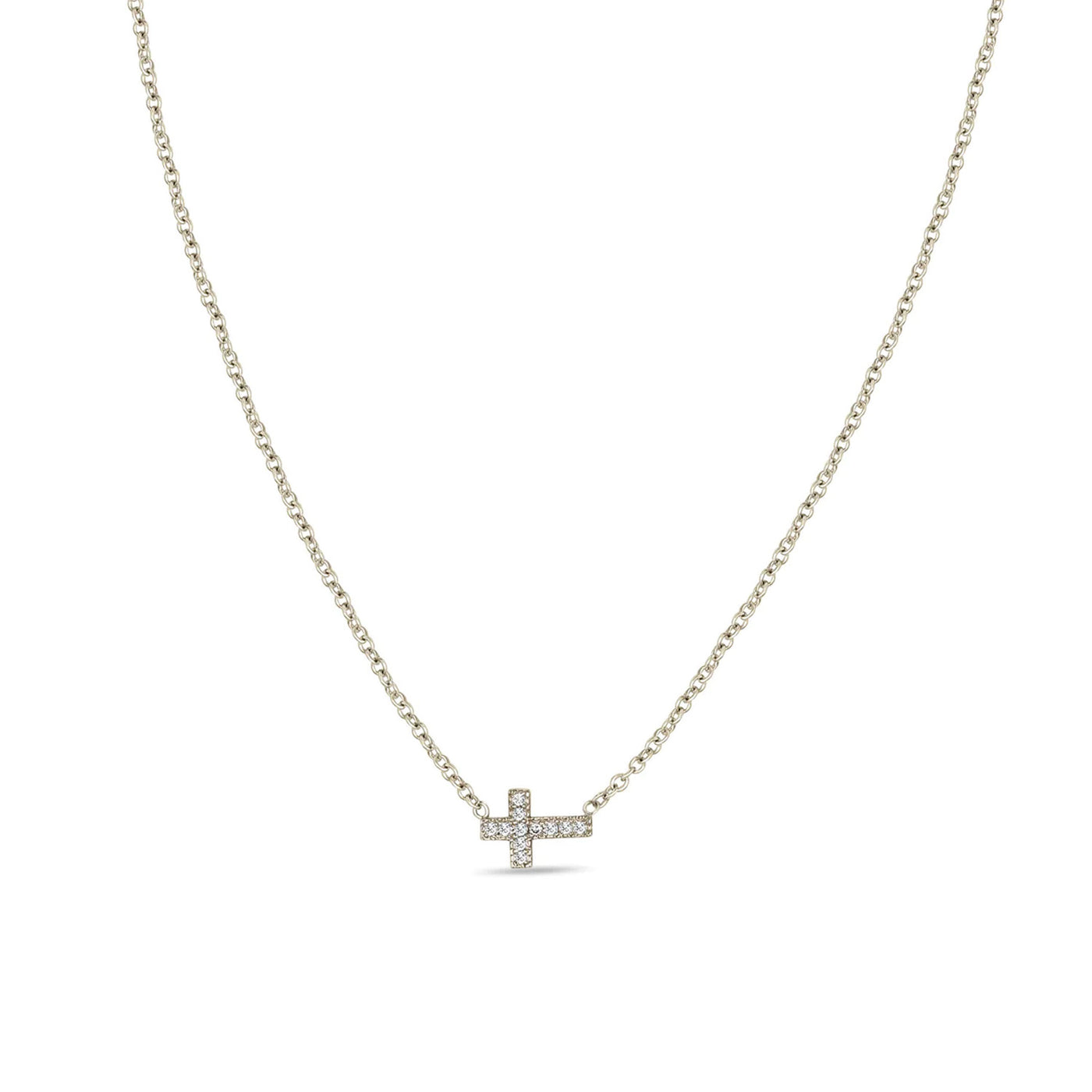 Midi Bitty Horizontal Diamond Cross Necklace