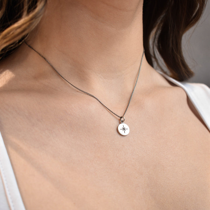 Star Set Diamond Disc Pendant Necklace