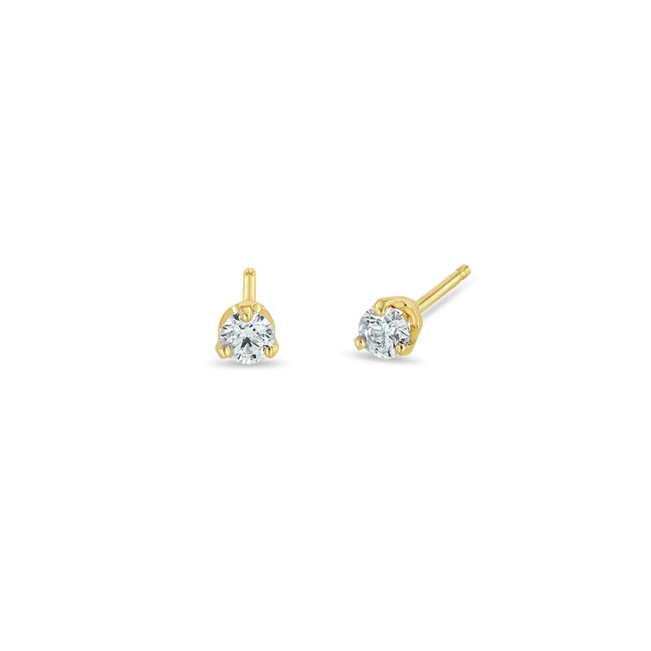 Diamond Solitaire Yellow Gold Post Earrings
