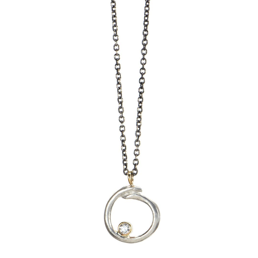 Sterling Silver Diamond Curl Necklace