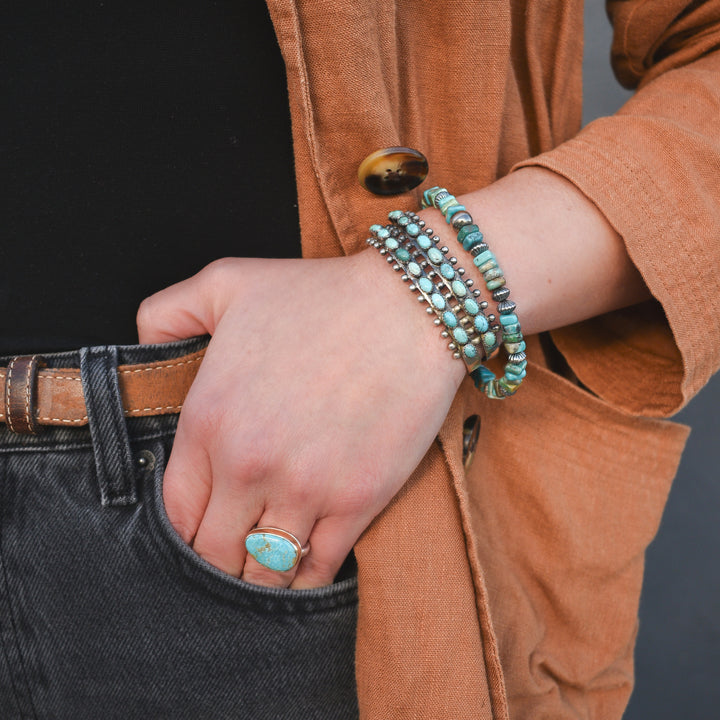 Square Turquoise Bead Bracelet