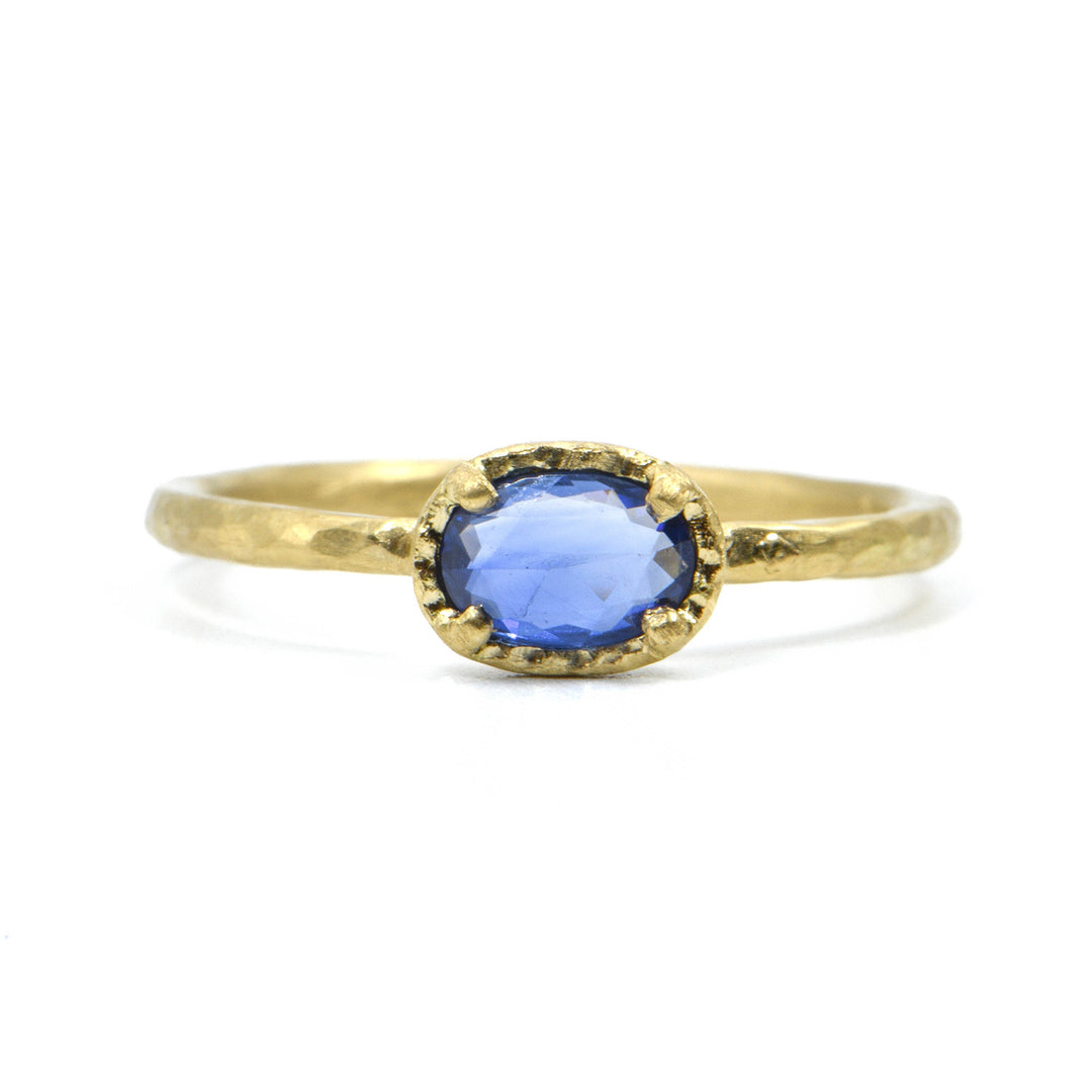 Rose Cut Blue Sapphire Engagement Ring