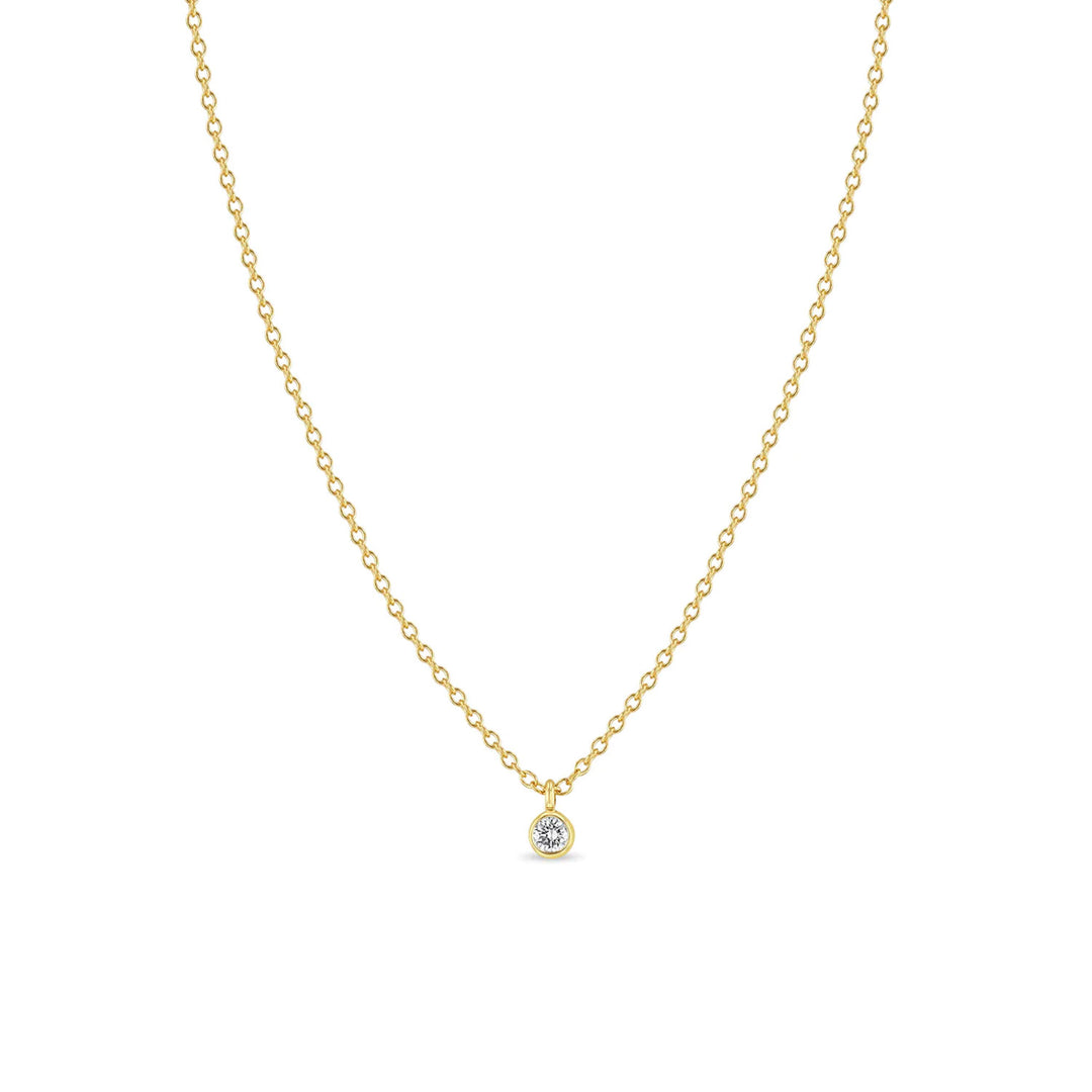 Single Diamond Bezel Pendant Necklace