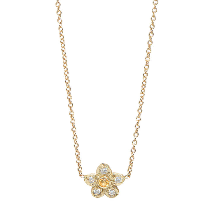 Sapphire and Diamond Flower Necklace