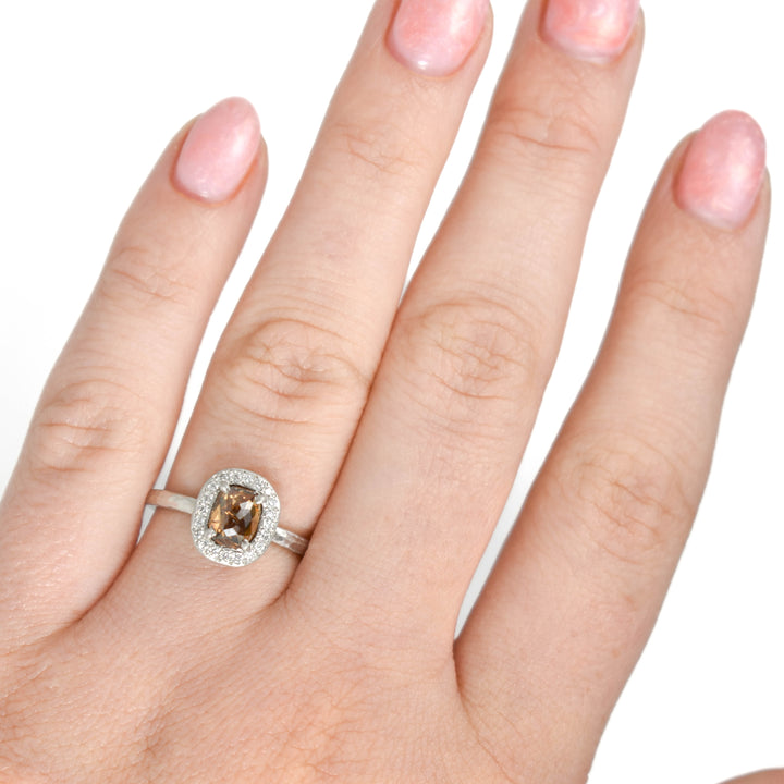 Canadian Brown Diamond + Diamond Halo Ring