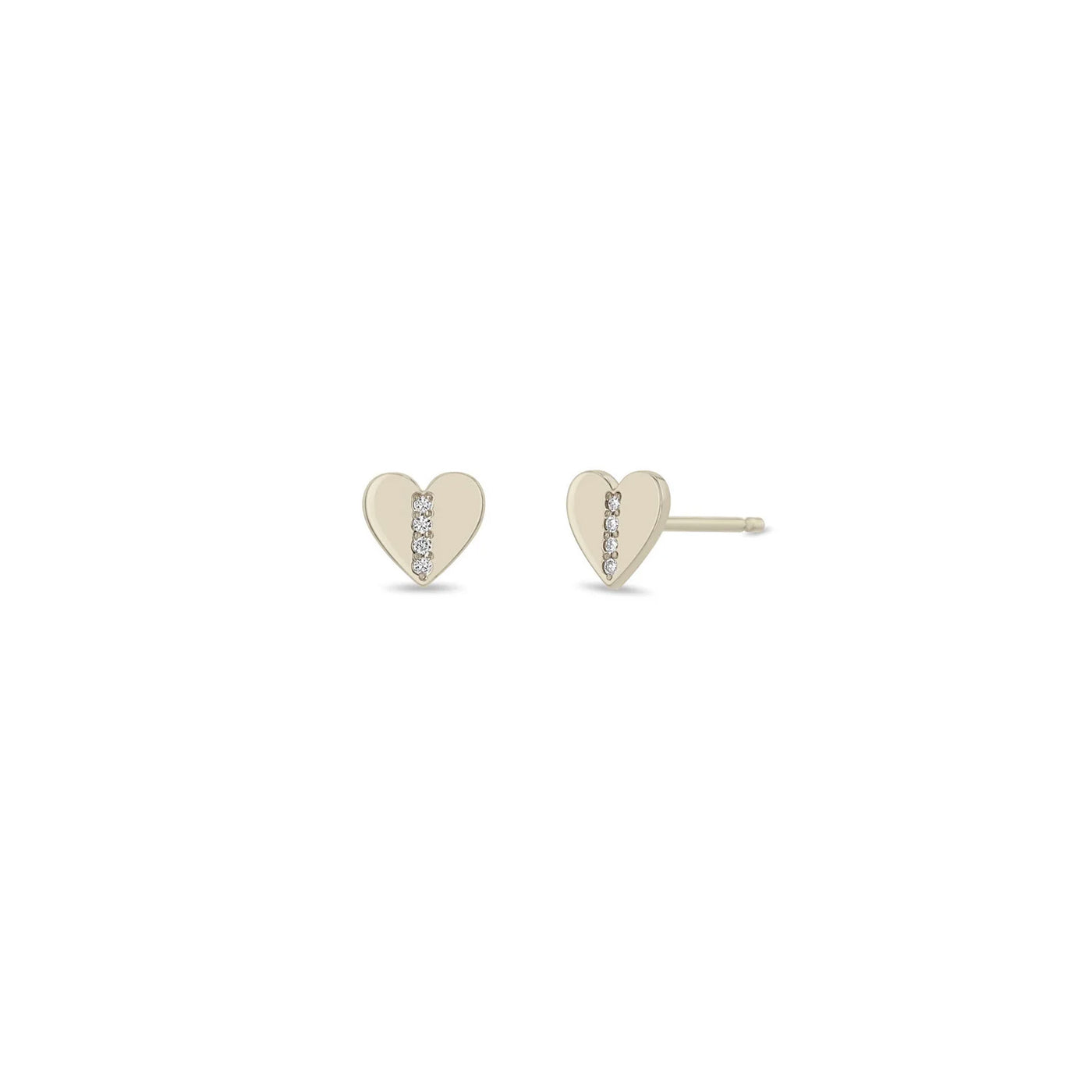 Midi Bitty Diamond Line Heart Post Earrings