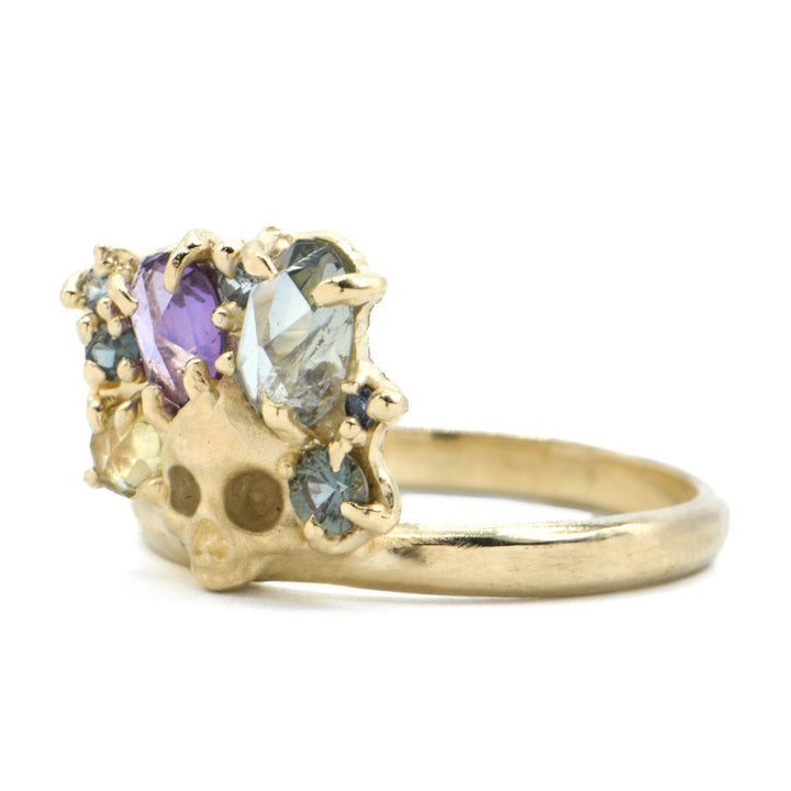 Multicolor Sapphire Skull Ring