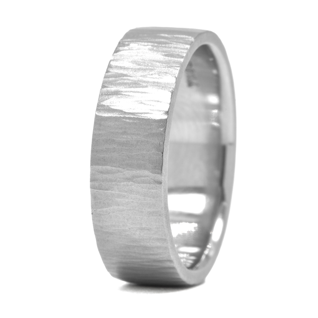 Anne Sportun 14K White Gold 6.5mm Vertical Line Texture Band