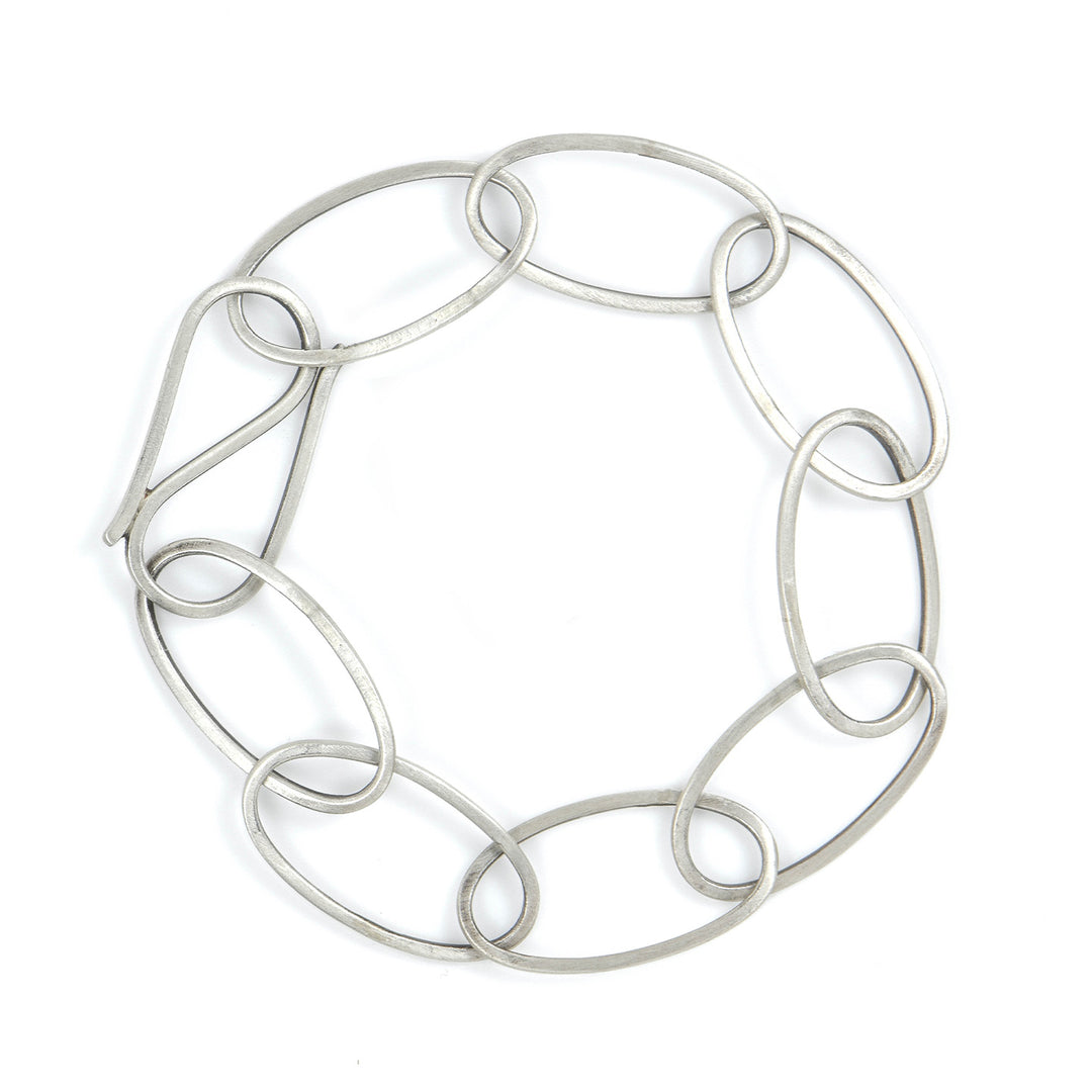 Oval Chain Link Silver Bracelet