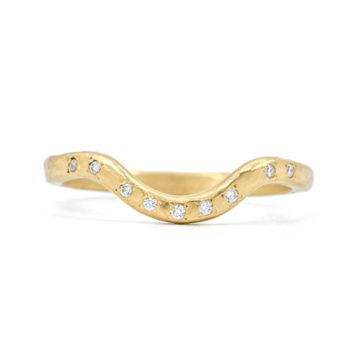 Deep Curved Band With Spaced Out Diamonds