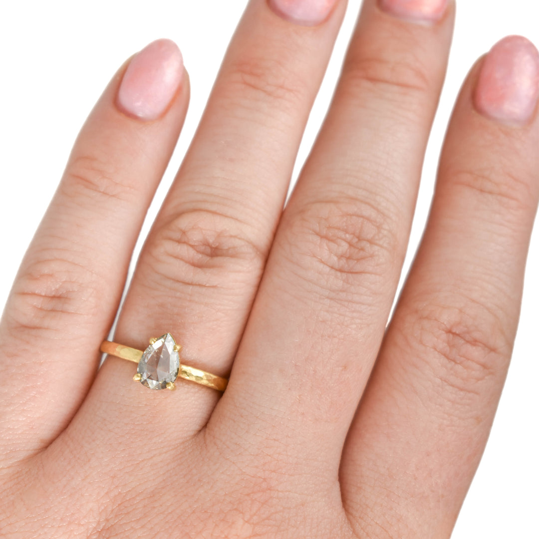 Grey Pear Diamond Ring