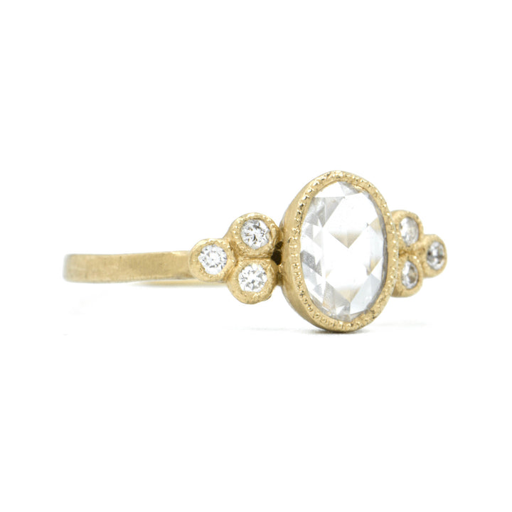 Bezel Set Rose Cut Oval Diamond Ring
