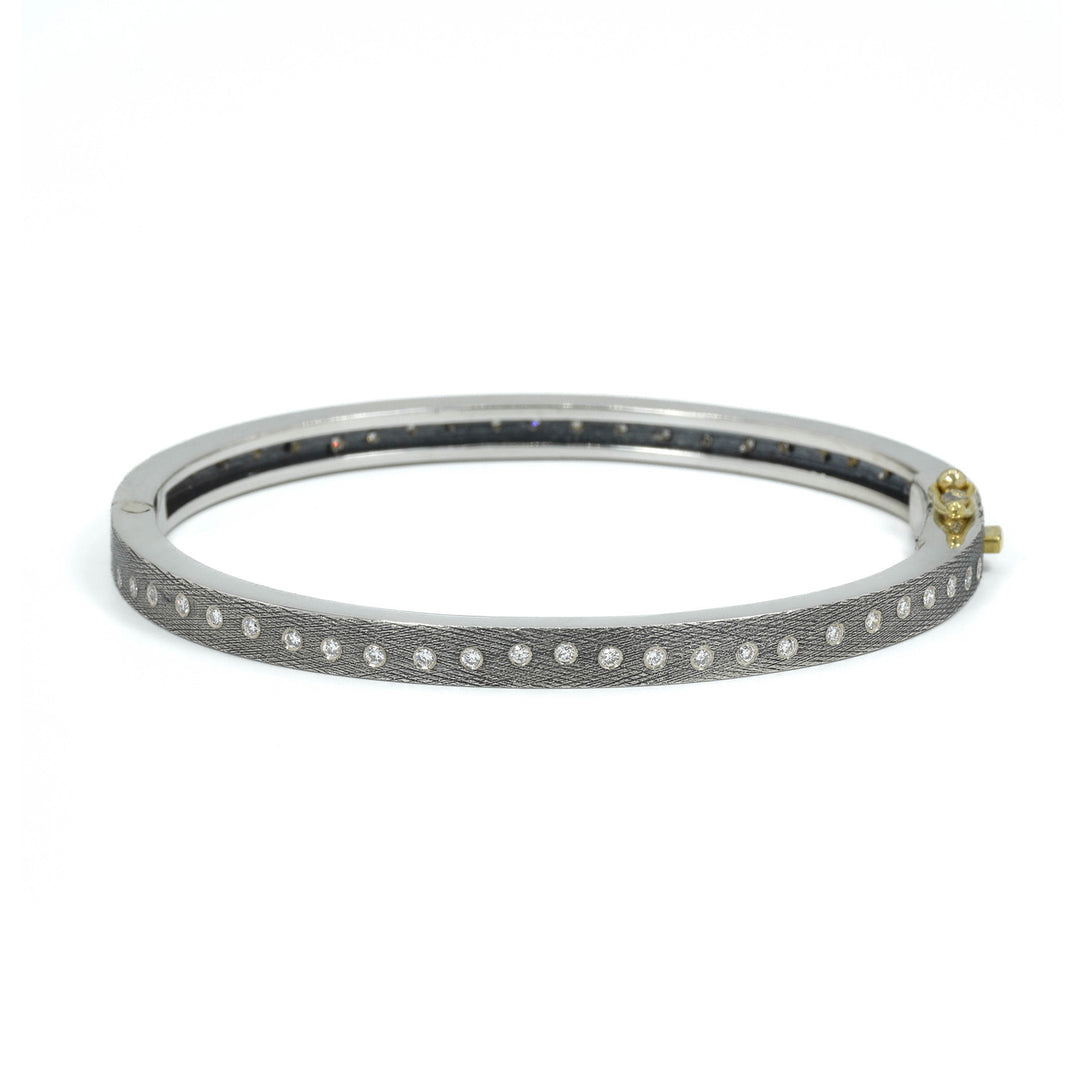 4mm Rene Sterling Silver All Diamond Bangle Bracelet