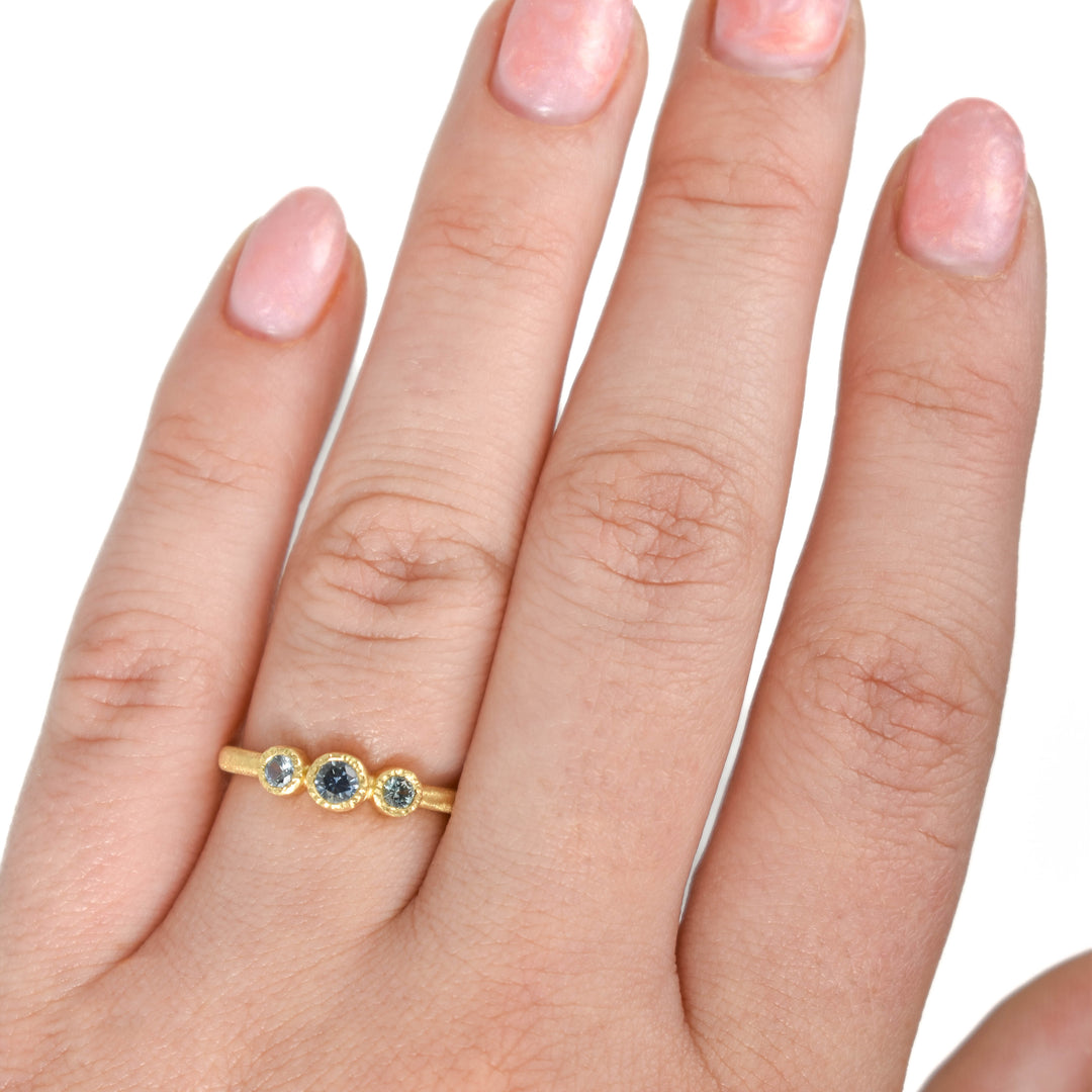 Triple Bezel Montana Sapphire Ring