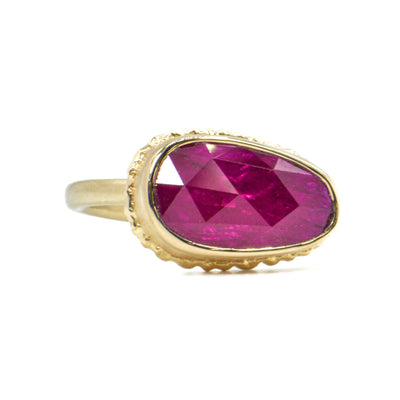 Small Asymmetrical Mozambique Ruby Ring