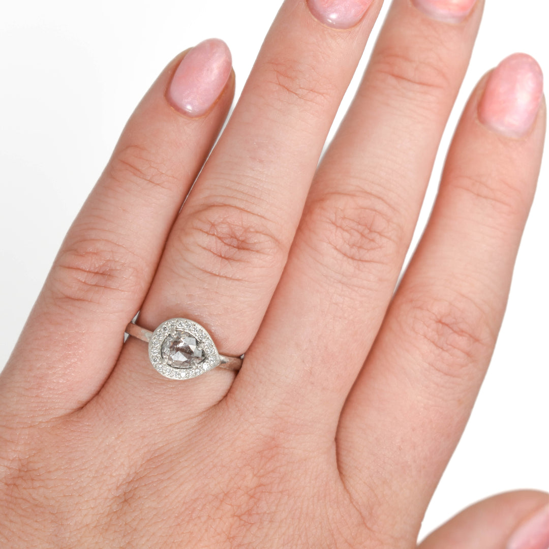 Grey Diamond Halo Ring