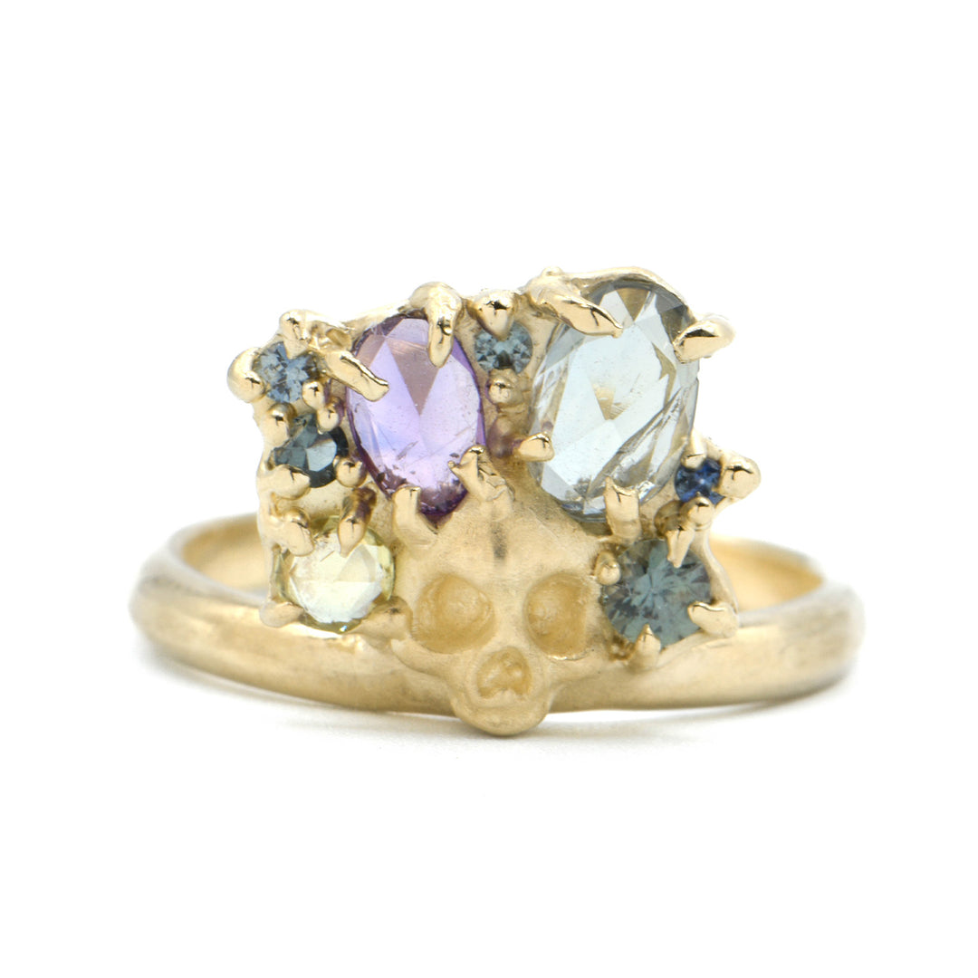 Multi Color Sapphire Skull Ring
